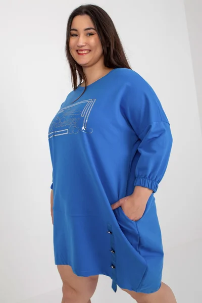 Modrá asymetrická plus size tunika FPrice