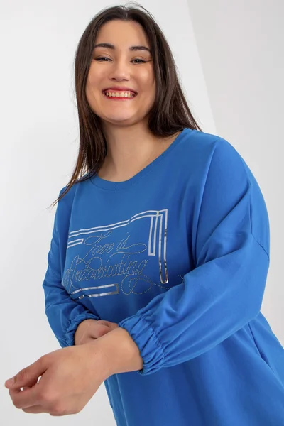 Modrá asymetrická plus size tunika FPrice