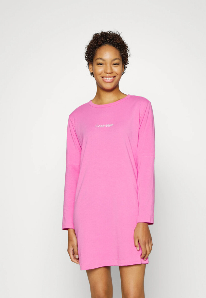 Dámská noční košilka Lounge 87A - TO3 - Hollywood růžová - Calvin Klein, růžova S i10_P53217_1:9_2:92_