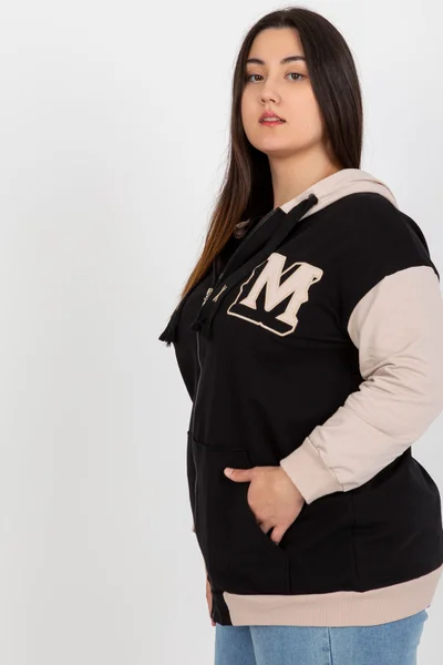 Černo-béžová plus size mikina RV BL - FPrice