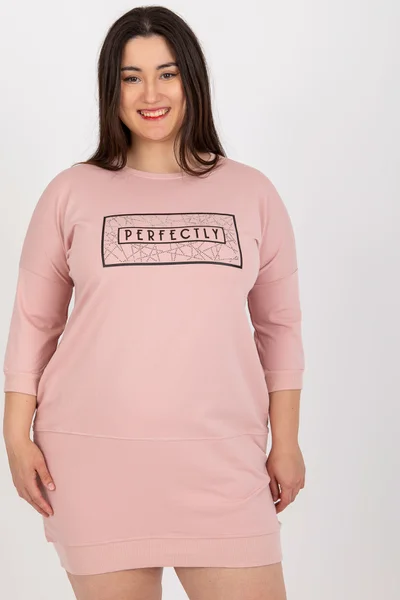 Růžová plus size tunika s aplikací - FPrice