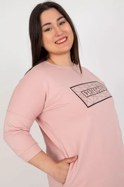 Růžová plus size tunika s aplikací - FPrice