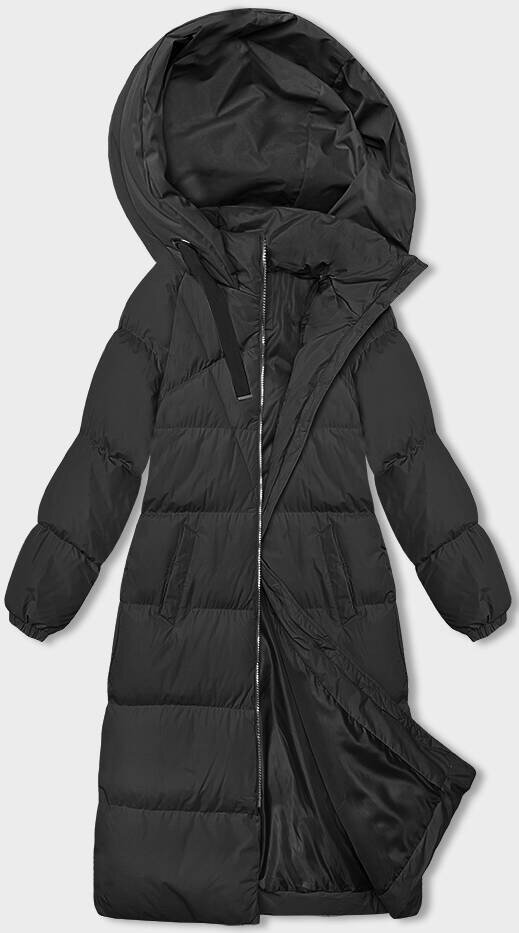 Černá bunda na zimu s kapucí a péřovou výplní od J.STYLE, odcienie czerni M (38) i392_22613-47