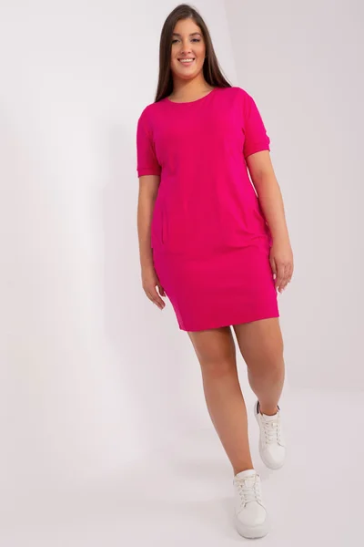 Růžové plus size bavlněné šaty FPrice