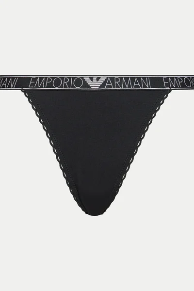 Černé dámské tanga s krajkou Emporio Armani