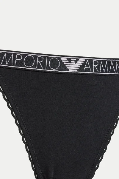 Černé dámské tanga s krajkou Emporio Armani