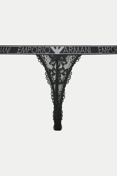 Černé dámské tanga s krajkou Emporio Armani