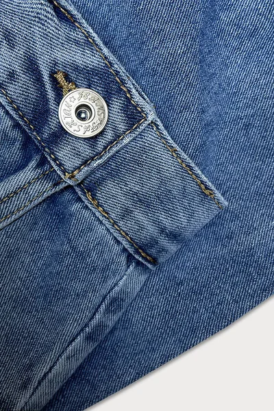 Modrá džínová bunda s protrženími a límečkem