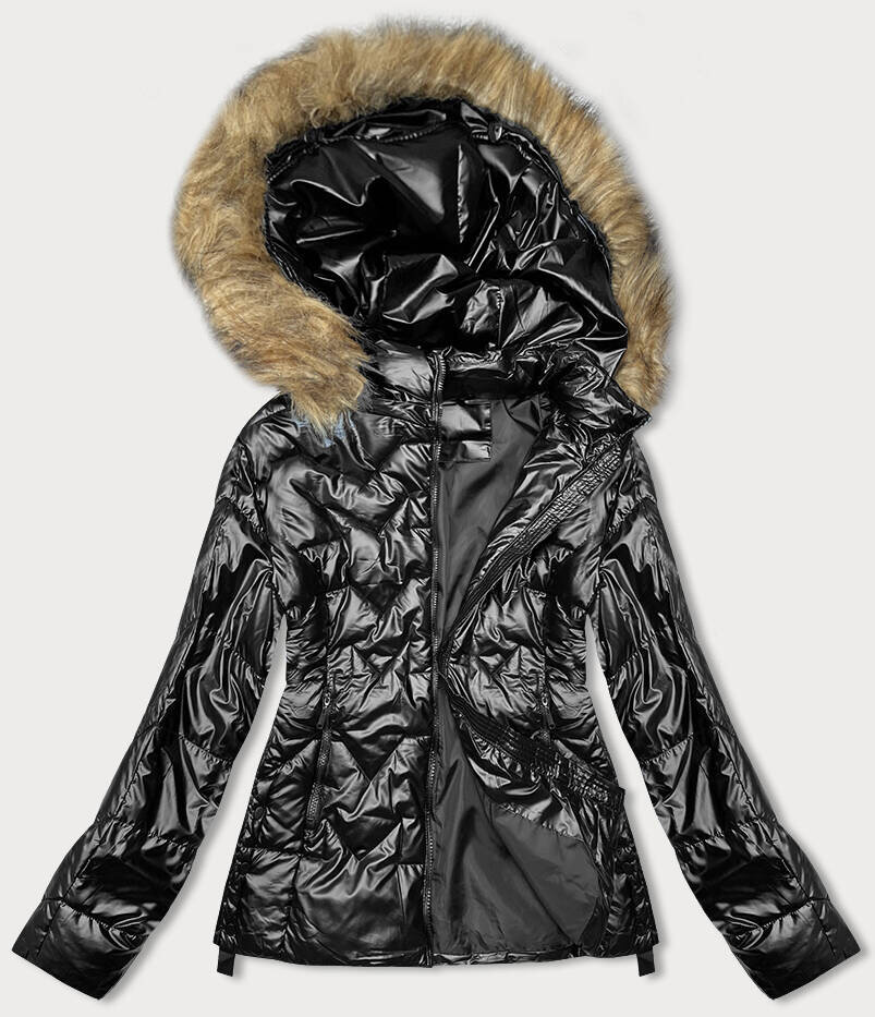 Zimní bunda s kožešinovou kapucí od J.STYLE, odcienie czerni S (36) i392_22637-46