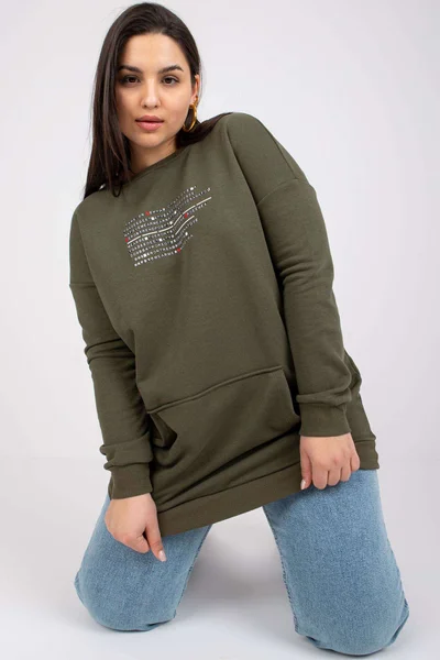 Dámská khaki plus size klokanka Fashionhunters