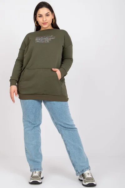 Dámská khaki plus size klokanka Fashionhunters