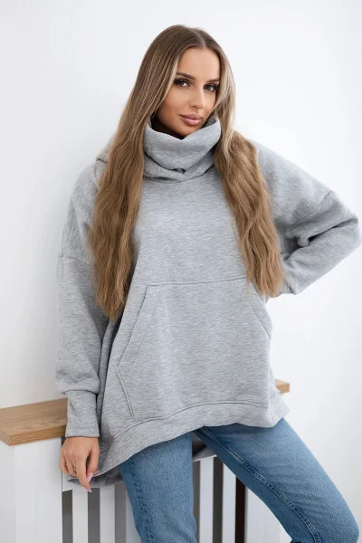 Dámská zateplená oversize mikina s kapucí K-Fashion šedá