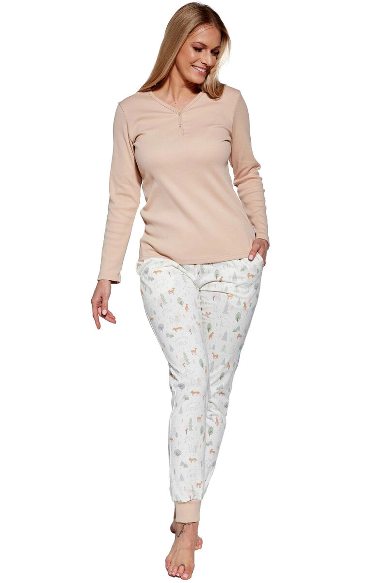 Bežové pyžamo pro ženy Emy - Cornette, Béžová XL i41_9999933039_2:béžová_3:XL_