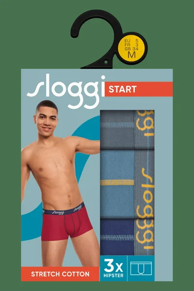 Stylové pánské boxerky HIPSTER šedomodré - Sloggi