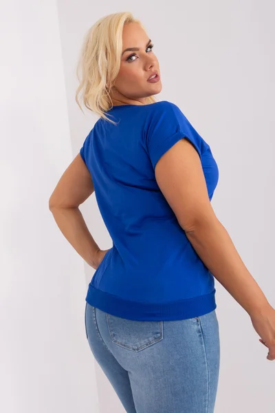 Kobaltová plus size dámská halenka s aplikací