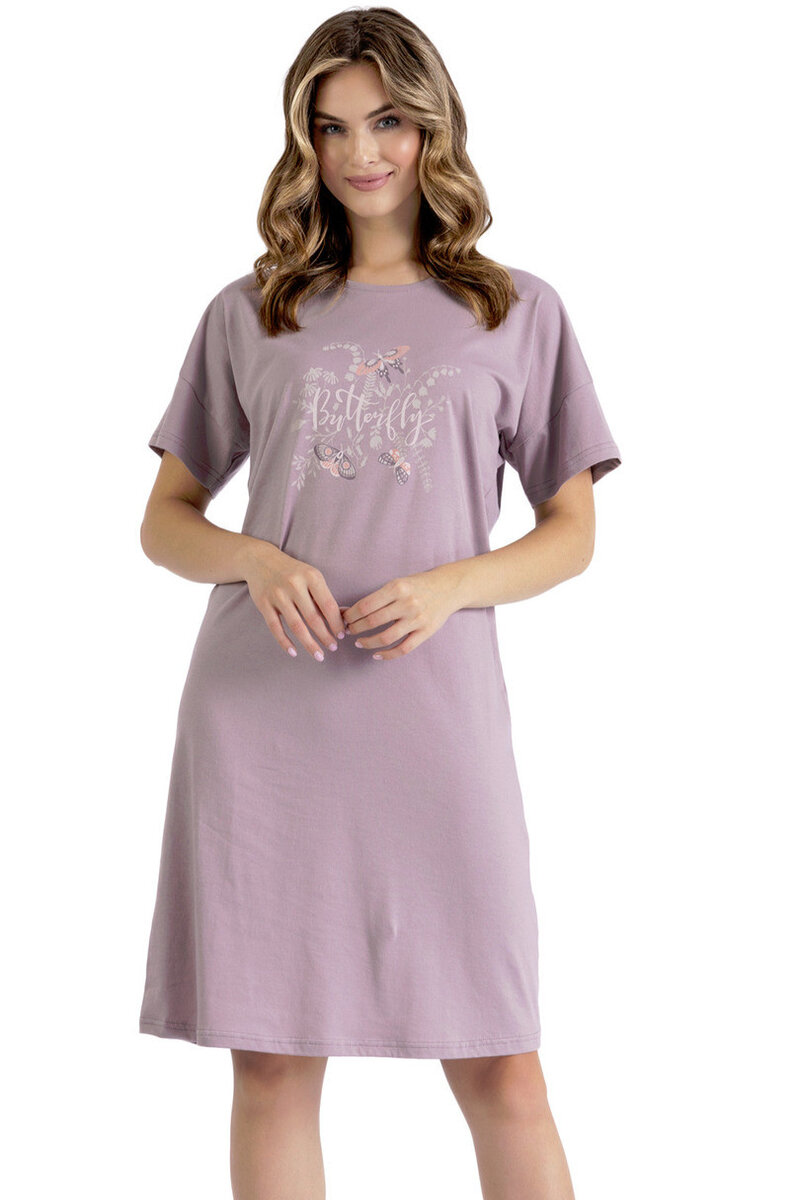 Lehká dámská noční košile z bavlny LEVEZA, heather M i170_101142202217