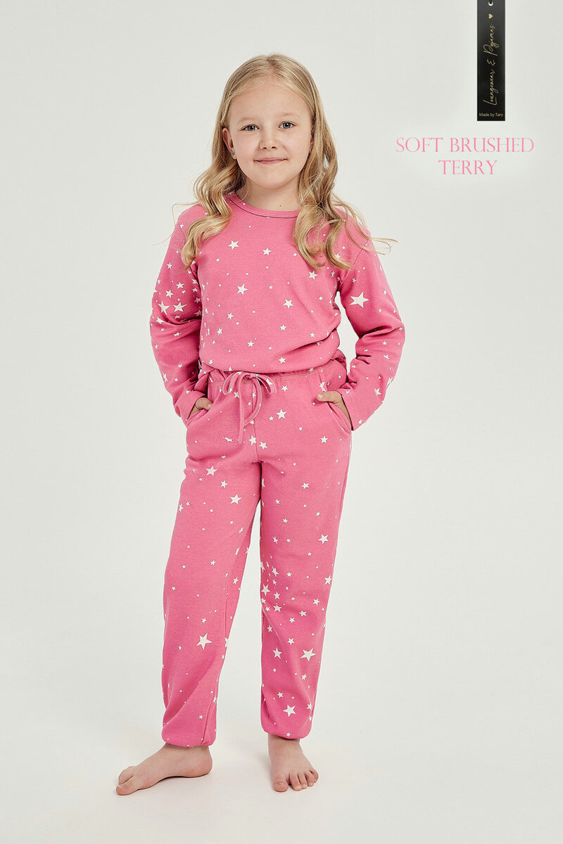 Růžové dívčí pyžamo z drapované bavlny Taro, STAR ROSE 116 i170_3030-116-01 A/W 23-24