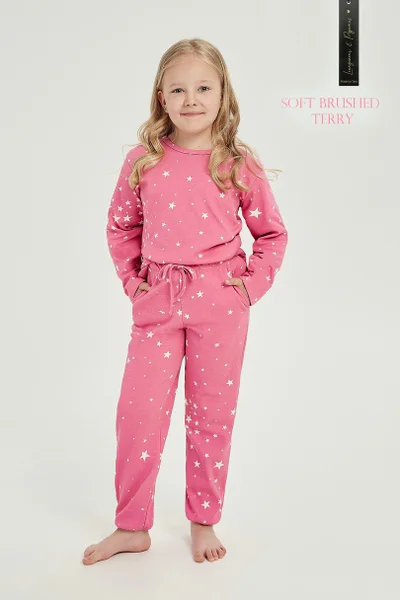 Růžové dívčí pyžamo z drapované bavlny Taro