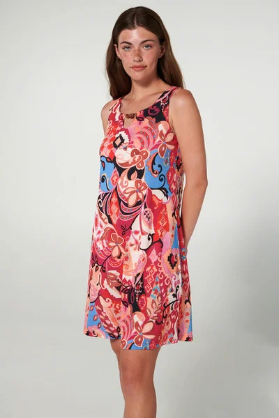Letní potiskované šaty Vamp bez rukávů - Pink Azalea