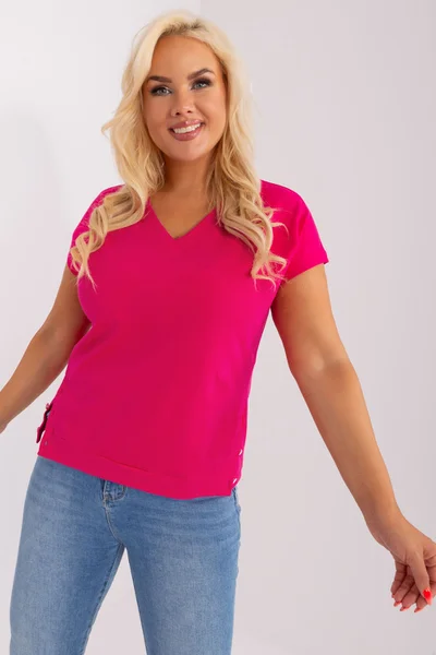 Růžová plus size bavlněná dámská halenka FPrice