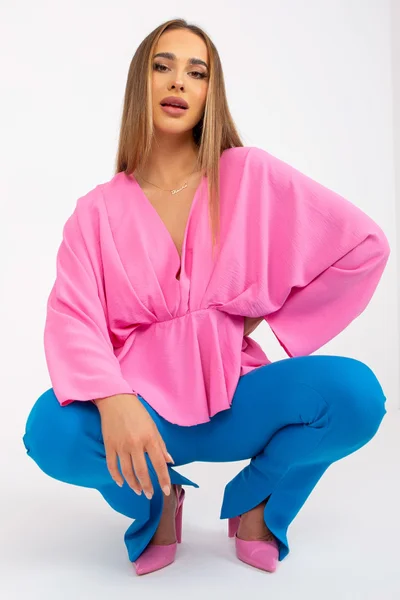 Růžová halenka s širokými rukávy Raquel Fashionhunters