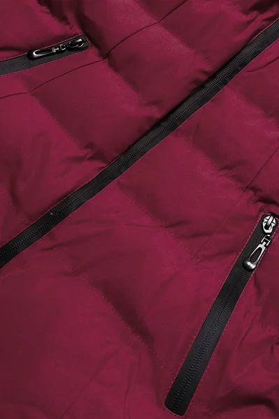 Zimní bunda s kožišinovým stojáčkem v červené barvě - Vínočervená zima J.STYLE
