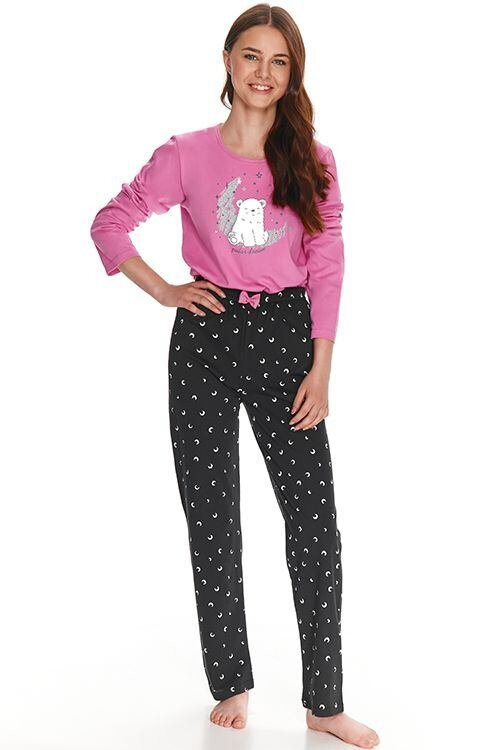Dívčí pyžamo pro starší Suzan růžové s medvědem Taro, růžová 158 i43_75592_2:růžová_3:158_