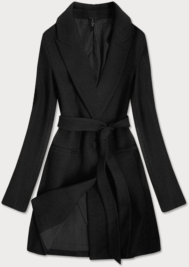 Klasický černý dámský kabát s přídavkem vlny 8X46EK ROSSE LINE, odcienie czerni L (40) i392_16716-49