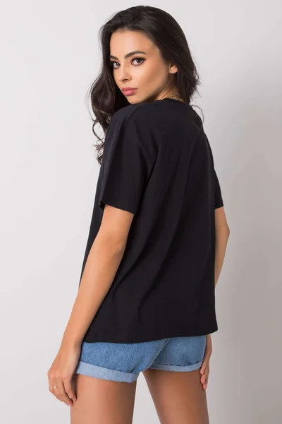 Černé bavlněné tričko s potiskem - Elegantní FPrice