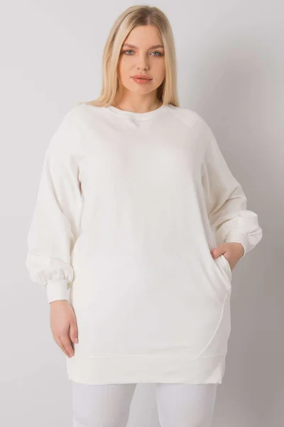 Bavlněná dámská mikina plus size v barvě ecru FPrice