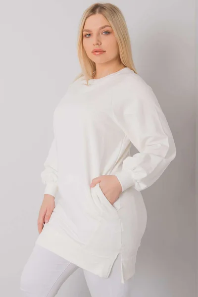 Bavlněná dámská mikina plus size v barvě ecru FPrice