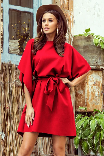 SOFIA - Červené dámské motýlkové šaty 5D5ZXR Numoco