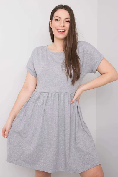 Dámské šedé melanžové bavlněné šaty velikosti plus FPrice