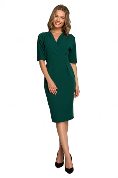 Zelené zavinovací šaty Stylove - Krátký rukáv