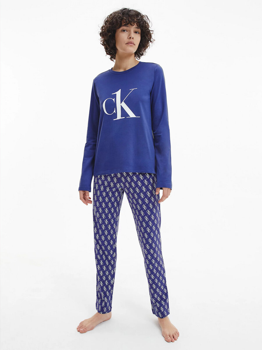 Pyžamo pro ženyvý set - 4N52ZB - 2PRU08 - Tmavě modrá s bílým logem - Calvin Klein, tm.Modrá S i10_P53285_1:832_2:92_