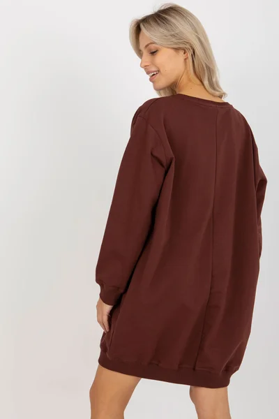 Mikina Oversize s Hnědo-Oranžovým Potiskem Fashionhunters