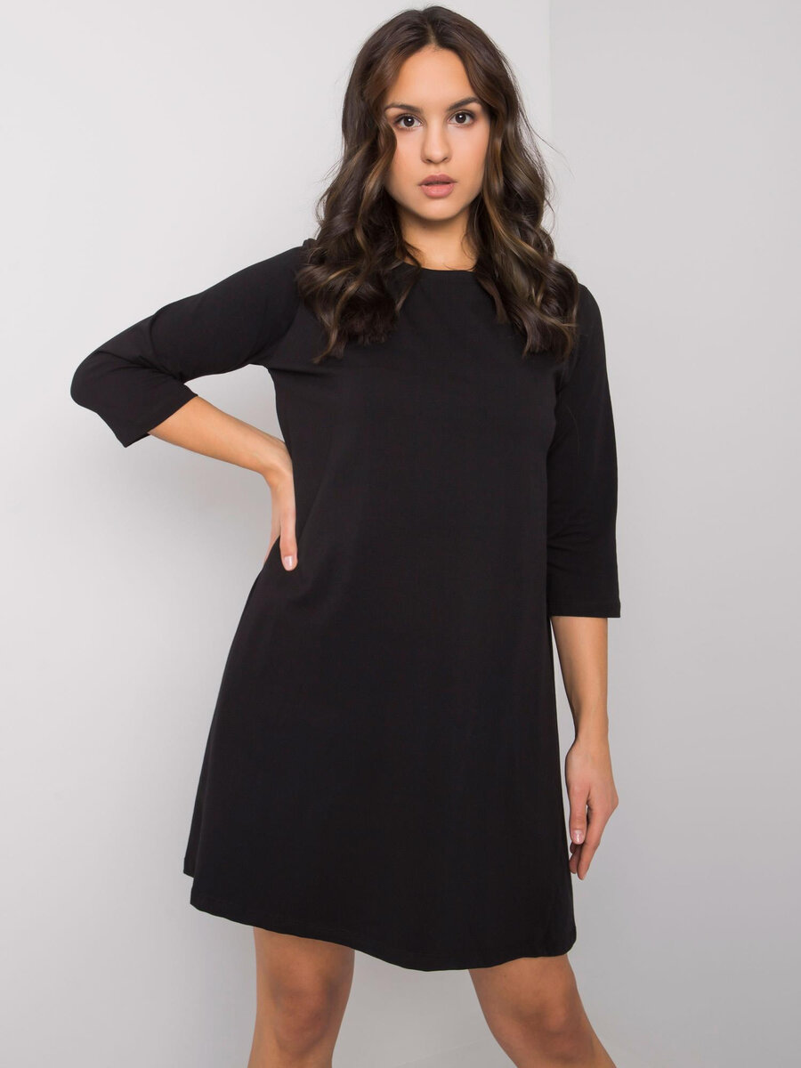 Dámské RUE PARIS Černé šaty s krajkovou vložkou FPrice, S/M i523_2016103104383