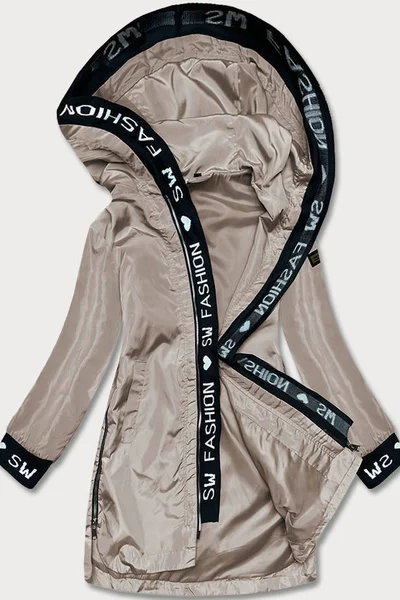 Tenká béžová bunda pro ženy s ozdobnou lemovkou ED7Z S'WEST