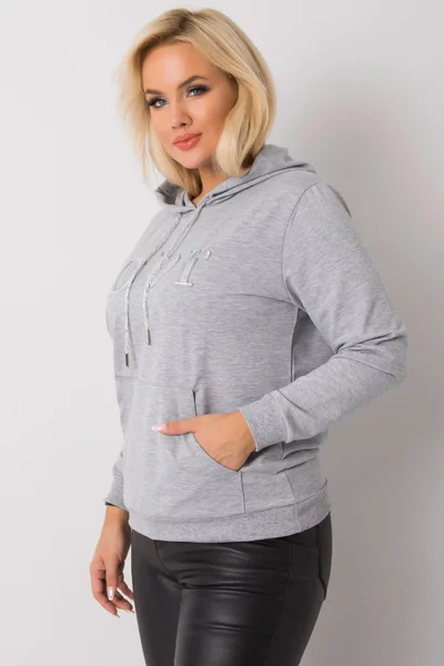 Dámská šedá melanžová mikina plus size FPrice