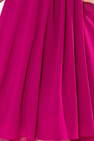 ALIZEE - Dámské šifonové šaty ve fuchsiové barvě se zavazováním Z284 Numoco