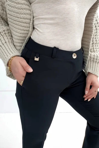 Černé dámské kalhoty Elegantní Střih