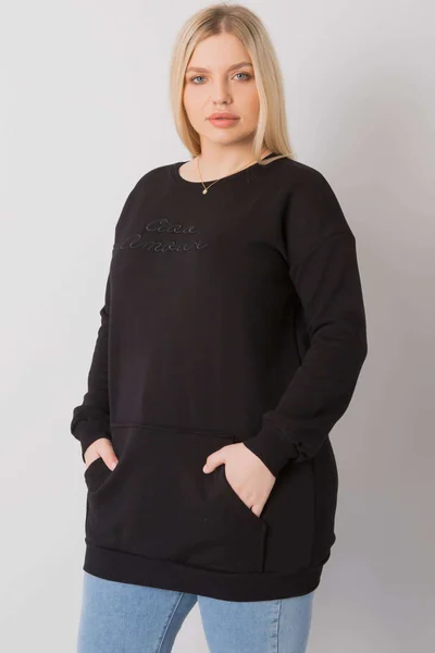 Dámská černá plus size mikina s klokankou FPrice