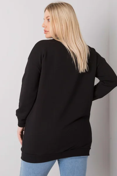 Dámská černá plus size mikina s klokankou FPrice