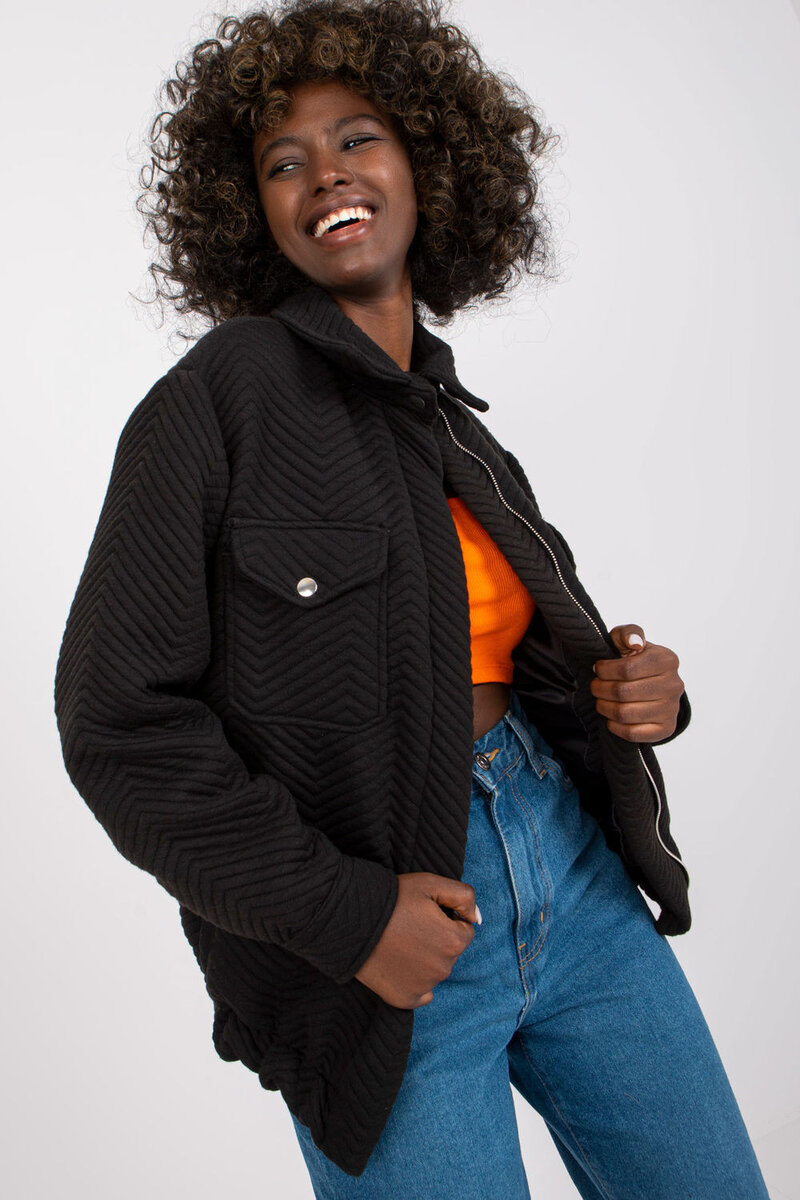 Černá prošívaná bunda pro ženy - Městský styl, L/XL i240_184550_2:L/XL