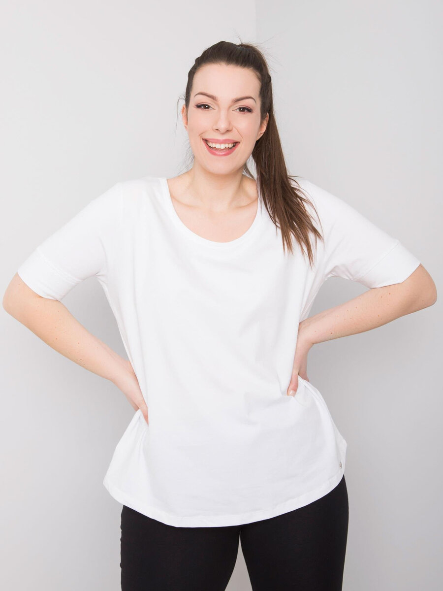 Dámské bílé bavlněné tričko větší velikosti FPrice, XL i523_2016102851813