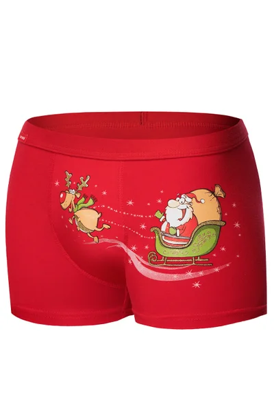 Červené vánoční boxerky pro muže Santa's sleigh