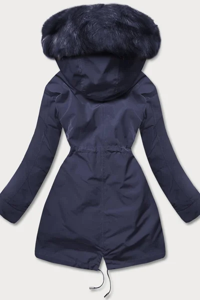 Modrá bunda na zimu s kožešinovou podšívkou pro ženy MHM