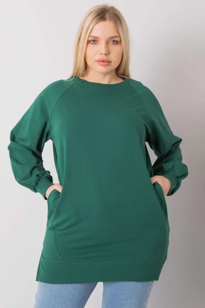 Dámská tmavě zelená bavlněná mikina pro ženy plus size FPrice