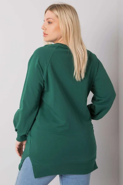 Dámská tmavě zelená bavlněná mikina pro ženy plus size FPrice