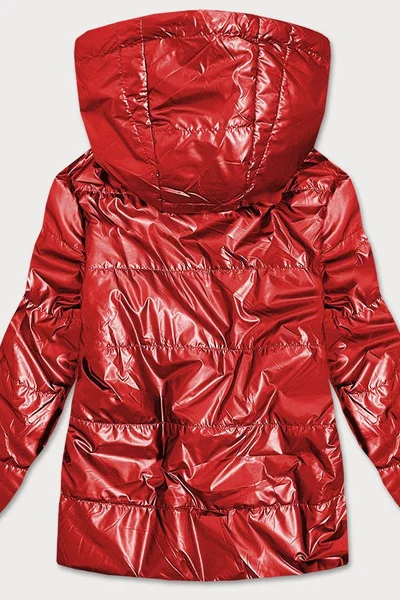 Červená lesklá bunda pro ženy s kapucí A6DG S'WEST